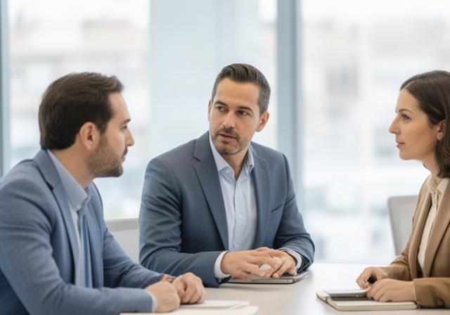 Reunión de consultoría empresarial en una sala luminosa de Montornés del Vallés